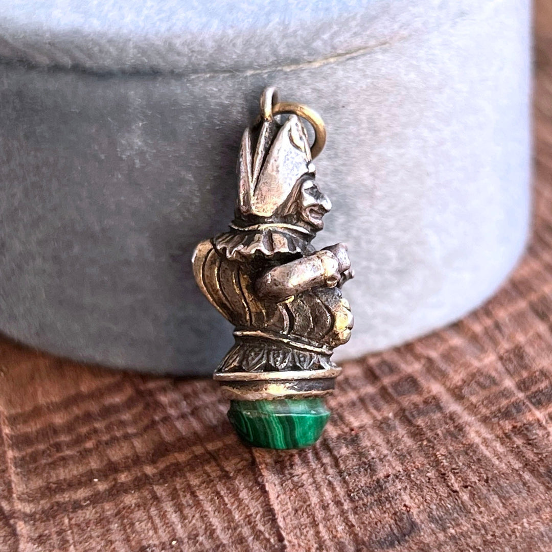 Victorian novelty charm with malachite
