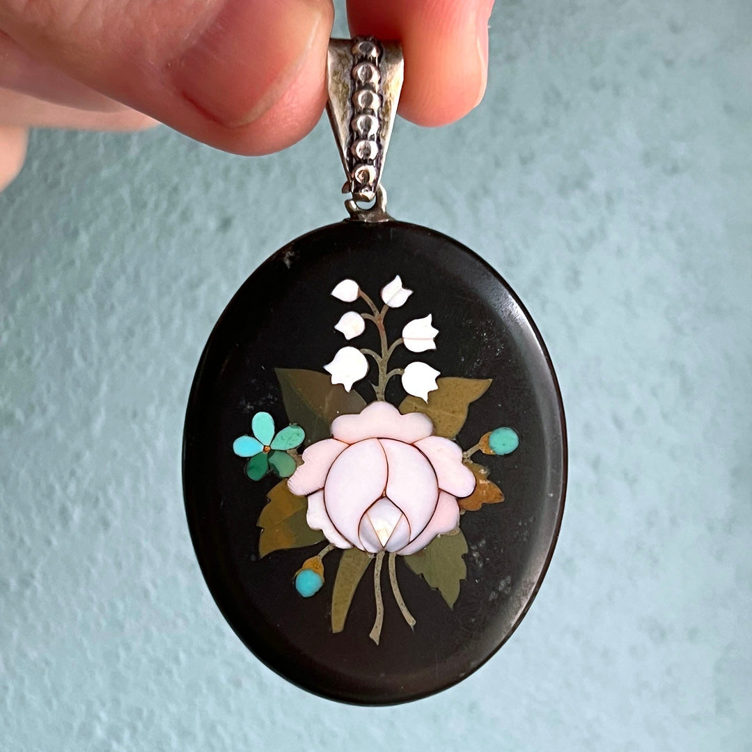 Antique Florentine pietra dura jewelry ensemble
