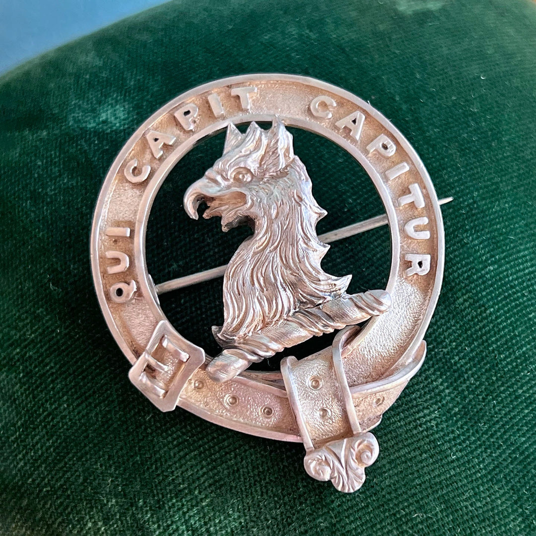 Victorian silver Smyth Pigott heraldic clan crest brooch