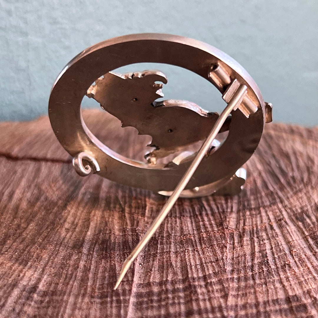 Victorian silver coat of arms brooch