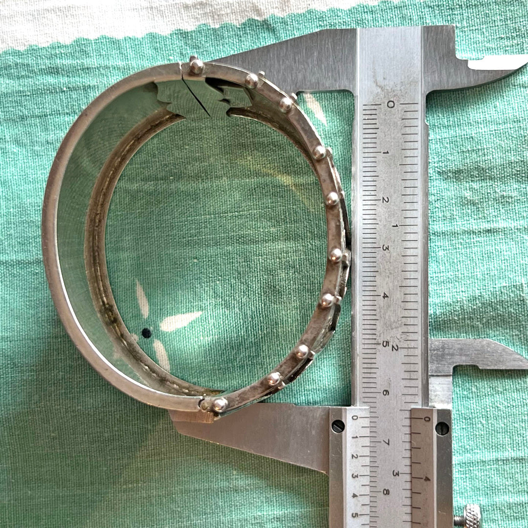 Victorian Sterling Silver Bangle Bracelet Floral Embossed c. 1880