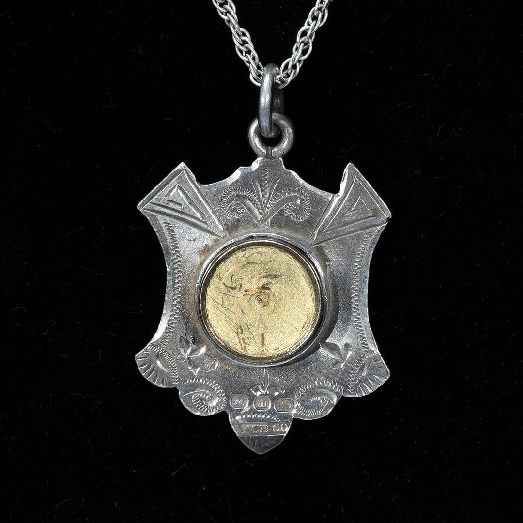 Antique Victorian Sterling Silver Engraved Compass Pendant dated 1896