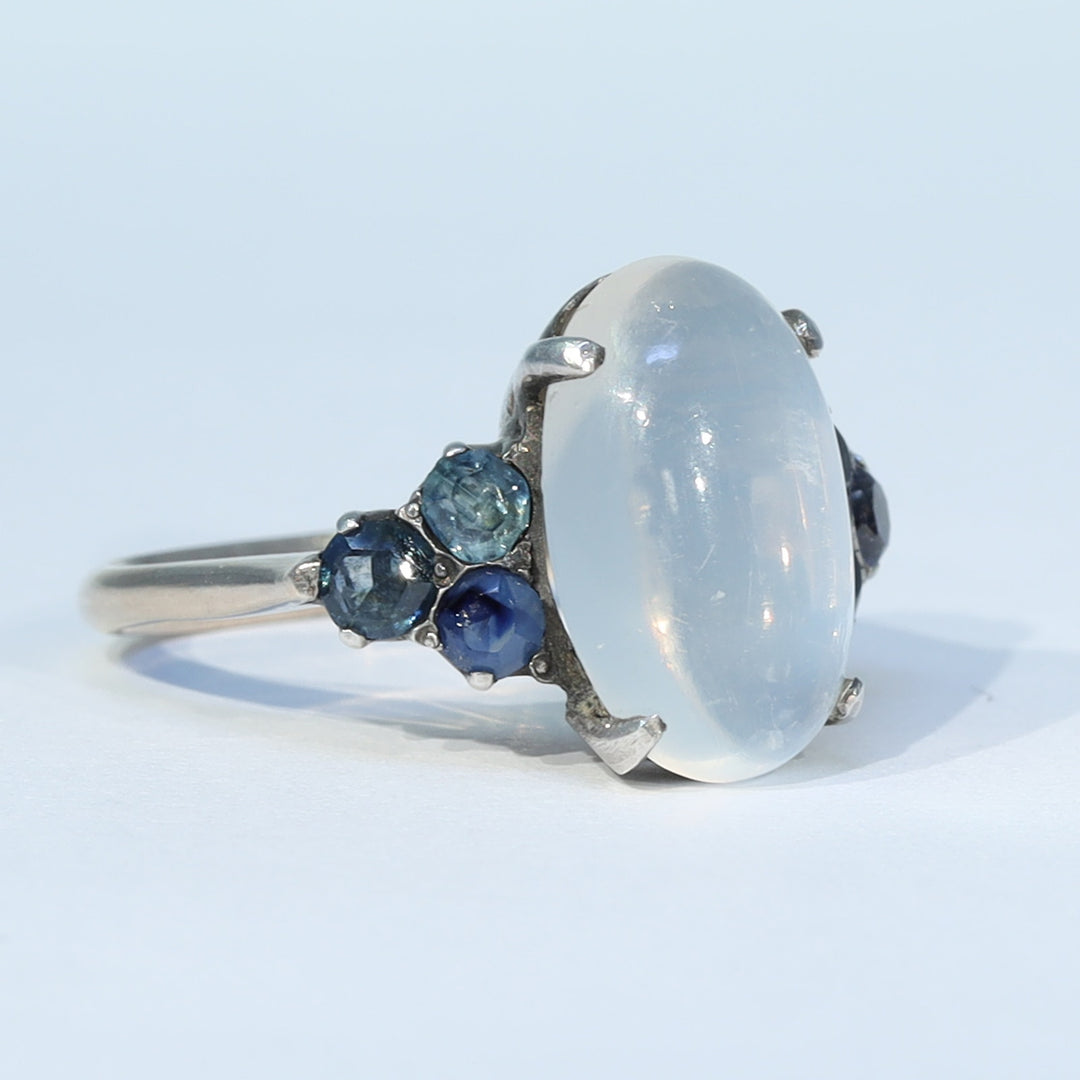 4.93 carat cabochon moonstone cluster ring
