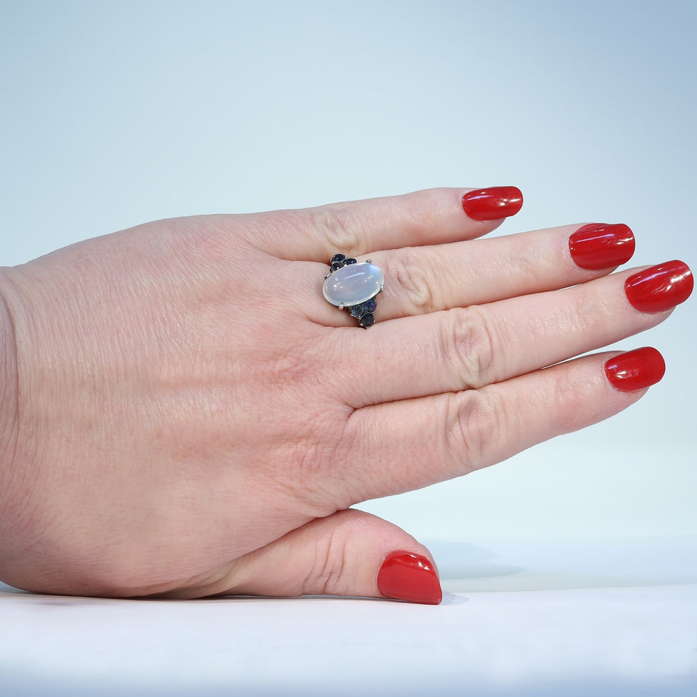 4.93 carat cabochon moonstone cluster ring