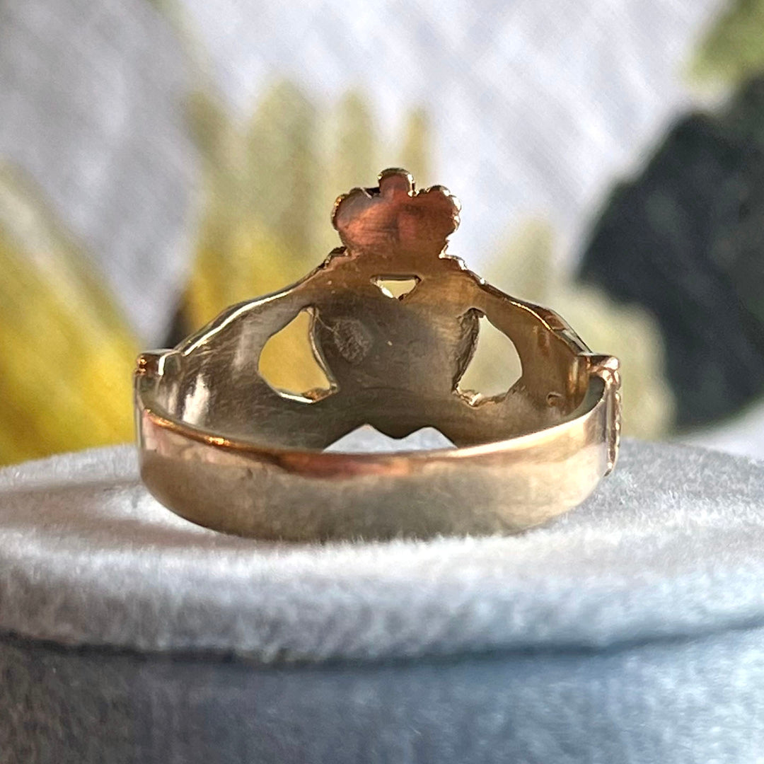 Vintage 9k Gold Men's Claddagh Ring London 1995
