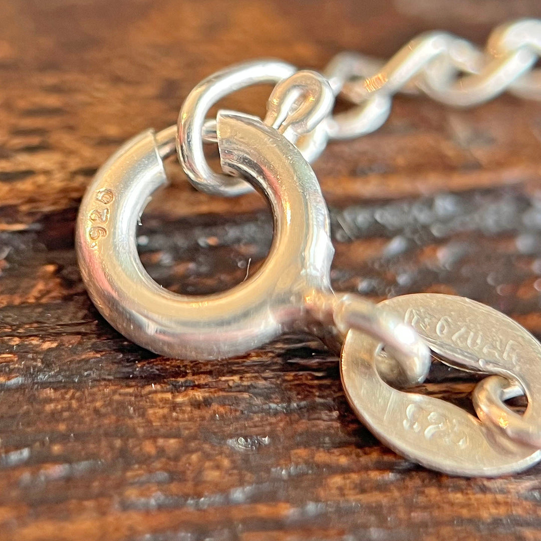 Vintage Art Nouveau Green Enamel Pendant on Chain Silver Necklace