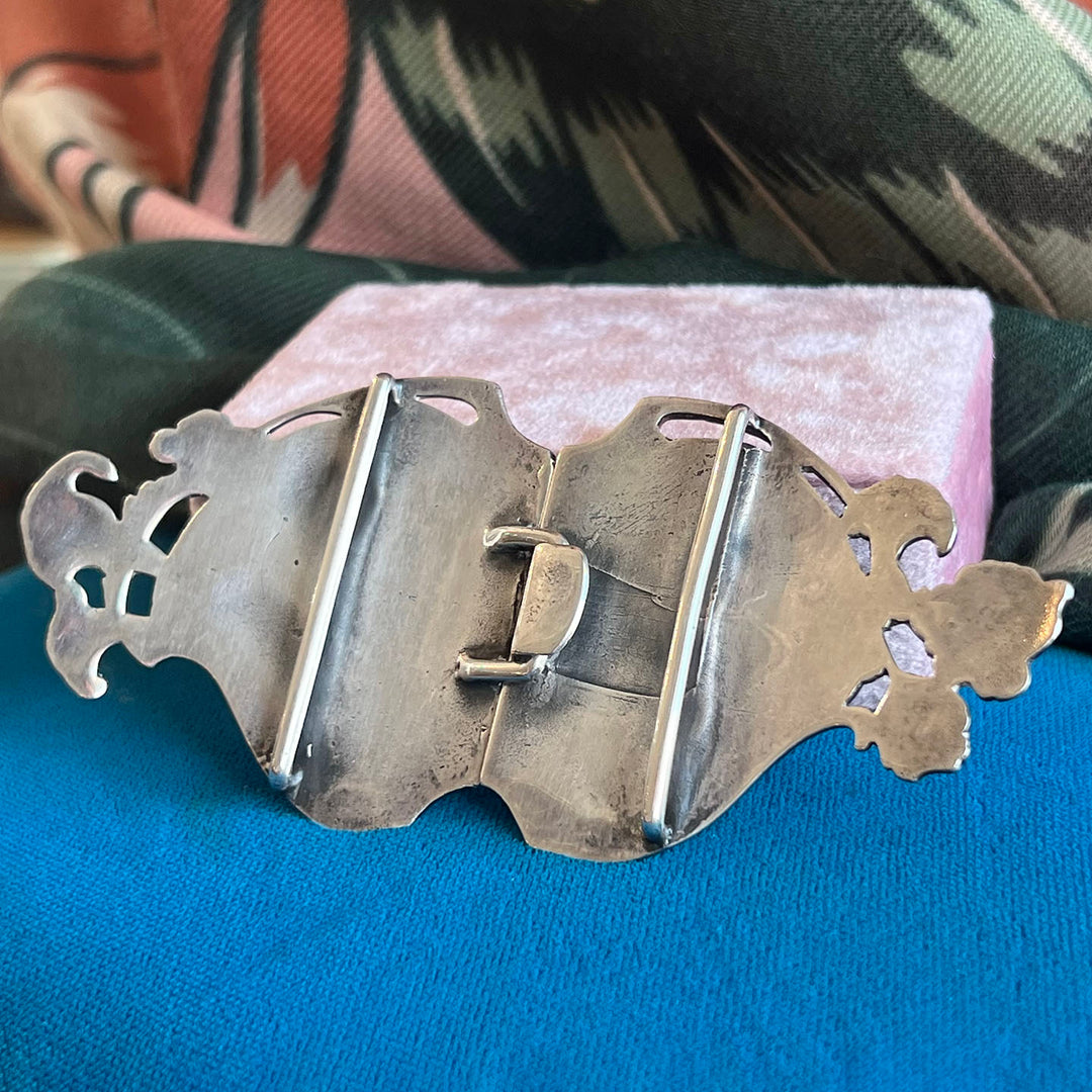 Vintage Art Nouveau Style Silver Buckle, London 1984