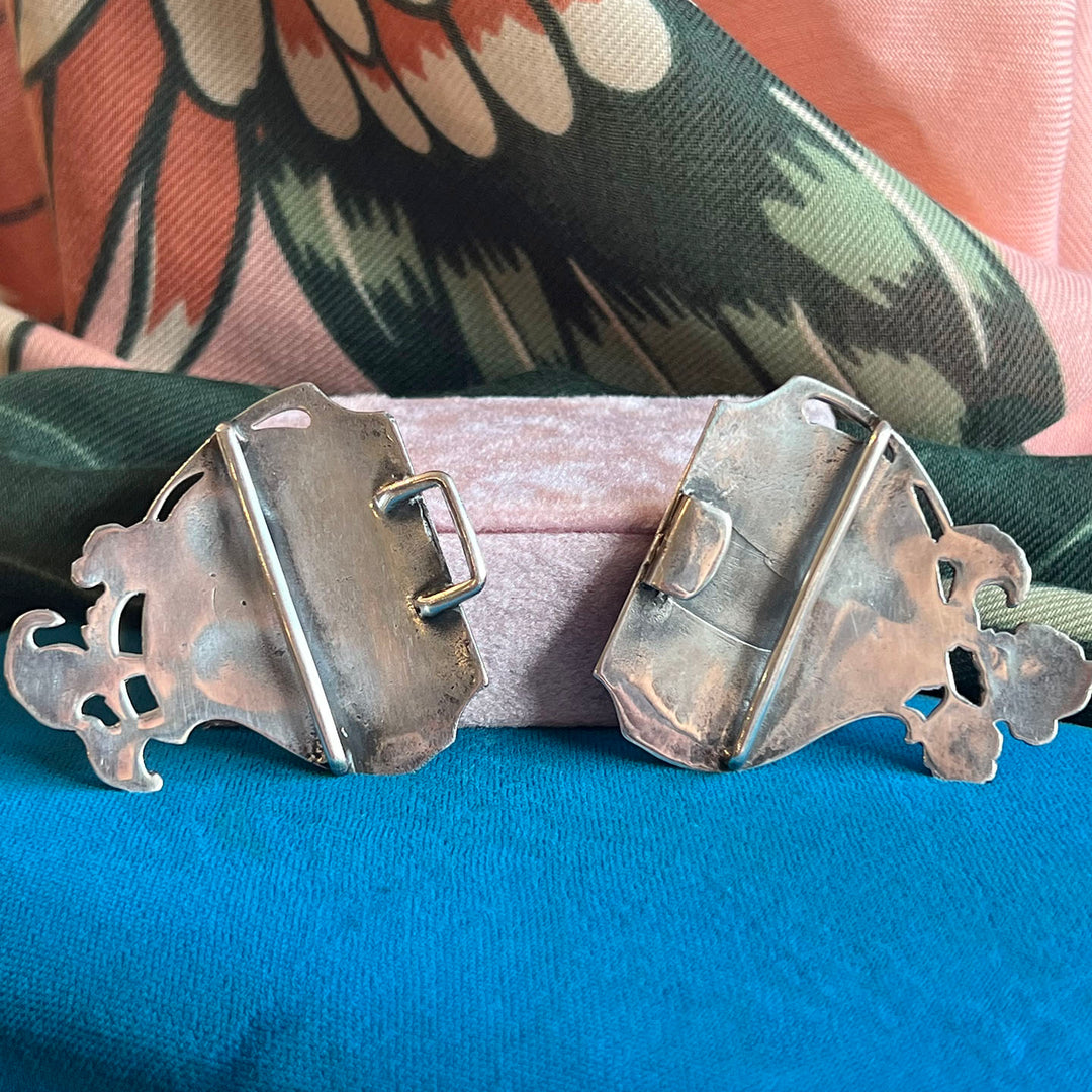Vintage Art Nouveau Style Silver Buckle, London 1984