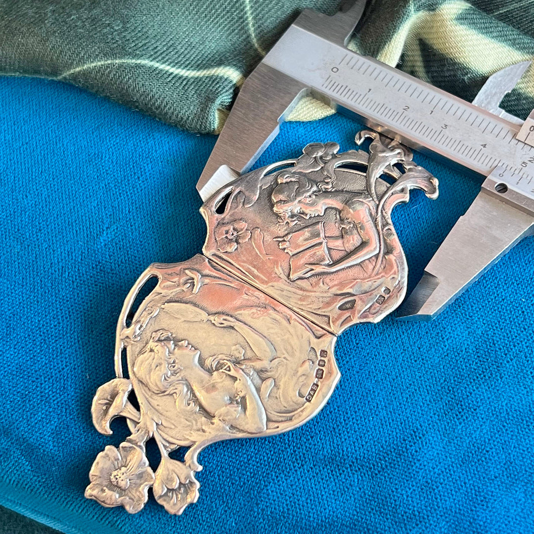 Vintage Art Nouveau Style Silver Buckle, London 1984