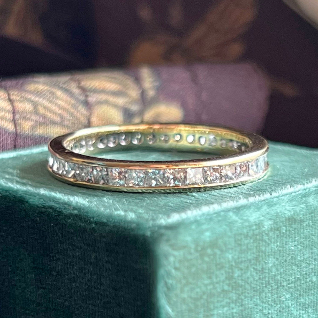 Vintage gold diamond eternity band ring size 10.5 with over two carats of diamonds