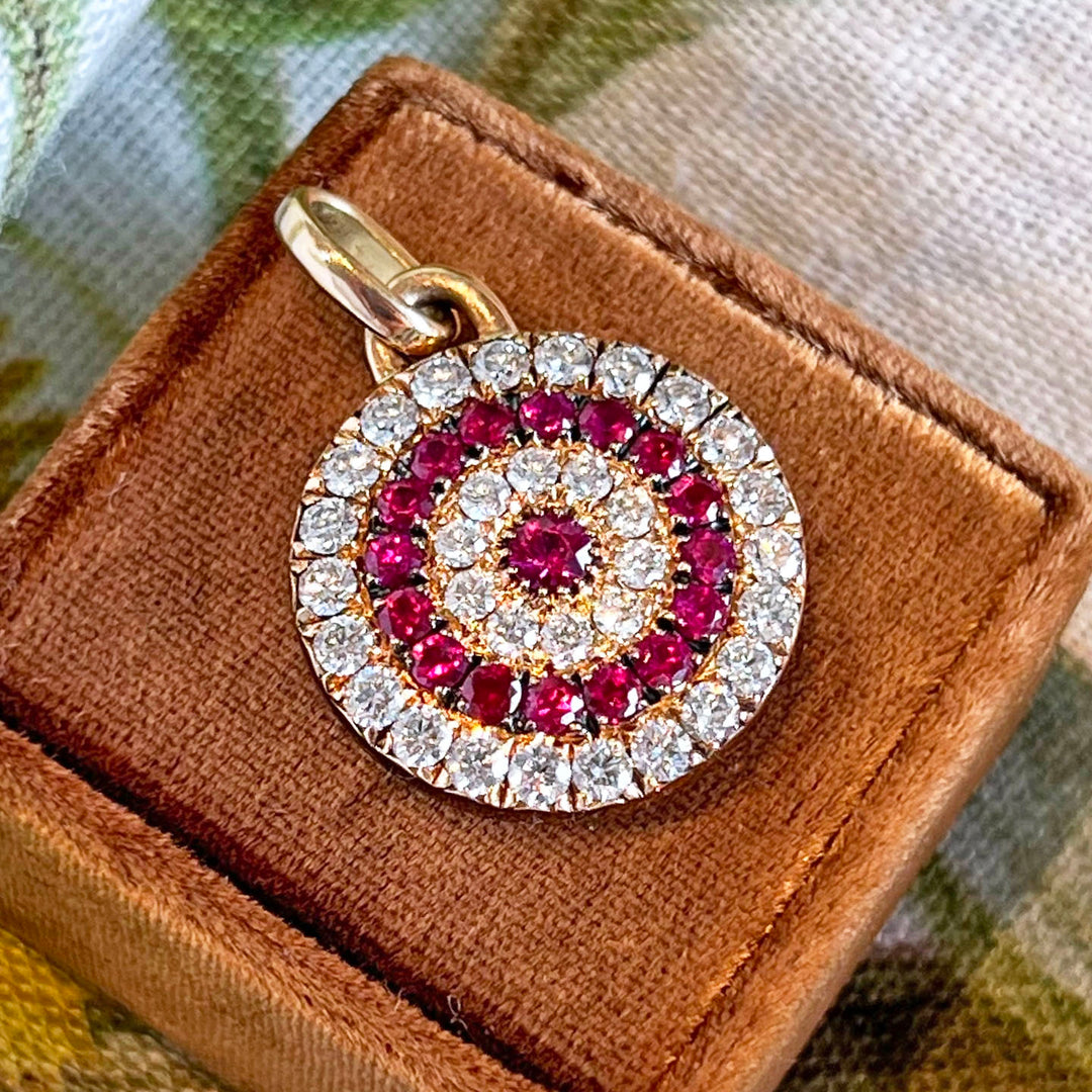 Vintage Double-Sided Ruby Diamond Pendant c. 1960