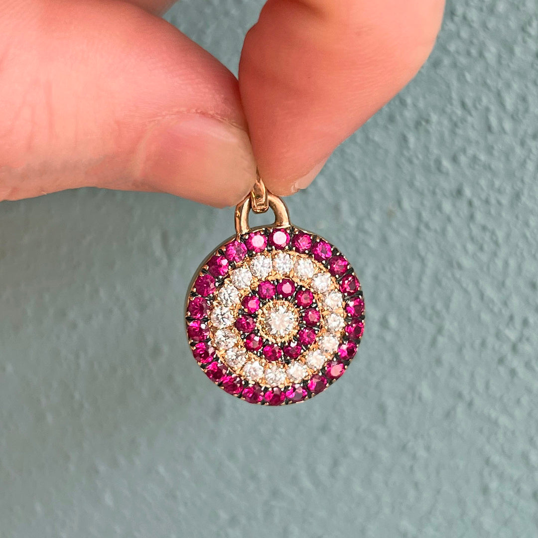 Vintage Double-Sided Ruby Diamond Pendant c. 1960