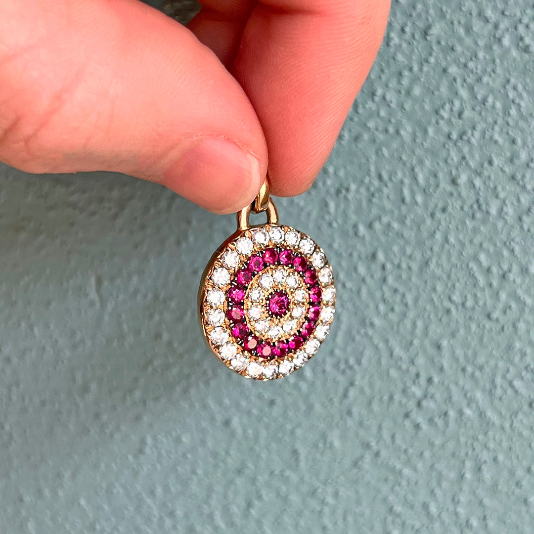 Vintage Double-Sided Ruby Diamond Pendant c. 1960