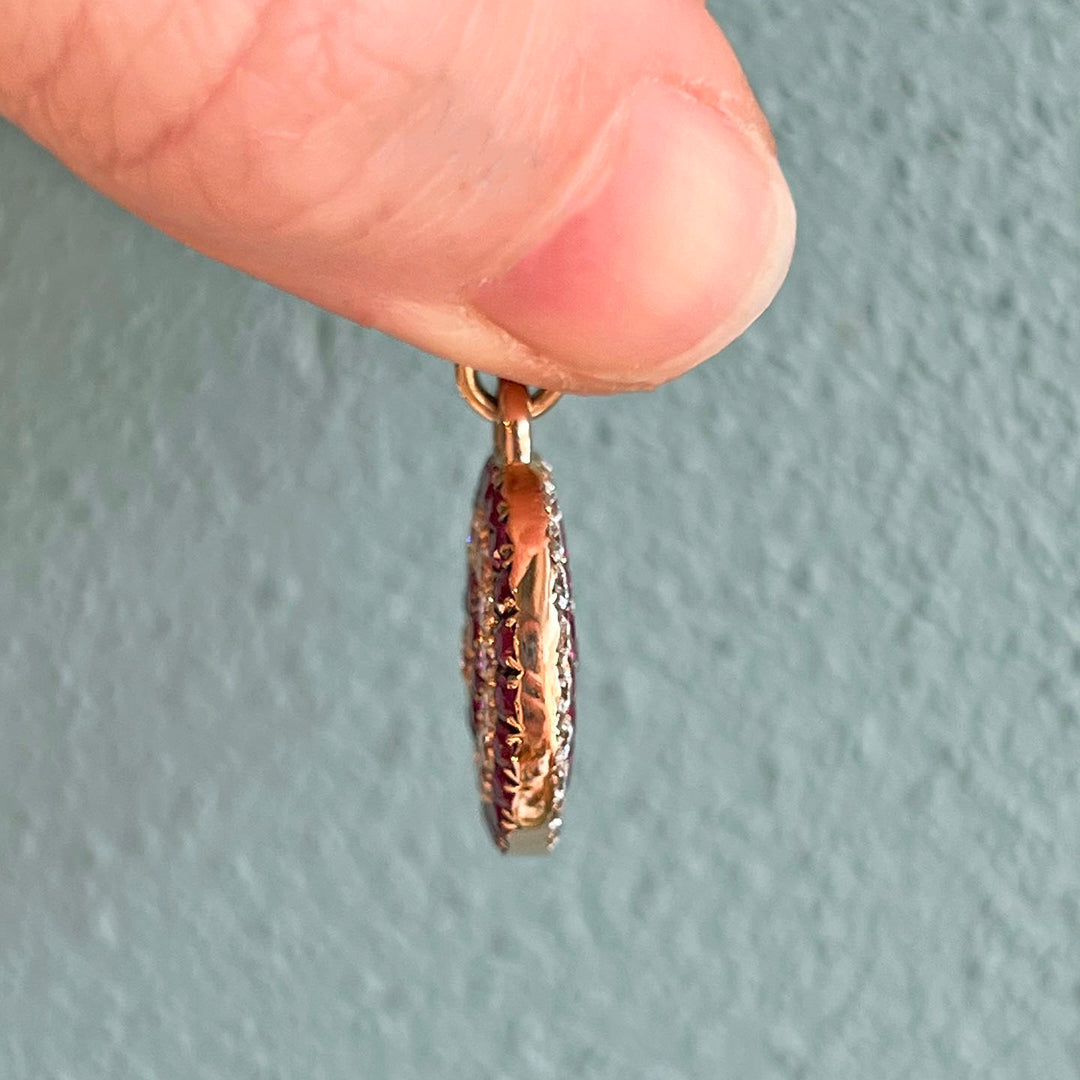 Vintage Double-Sided Ruby Diamond Pendant c. 1960