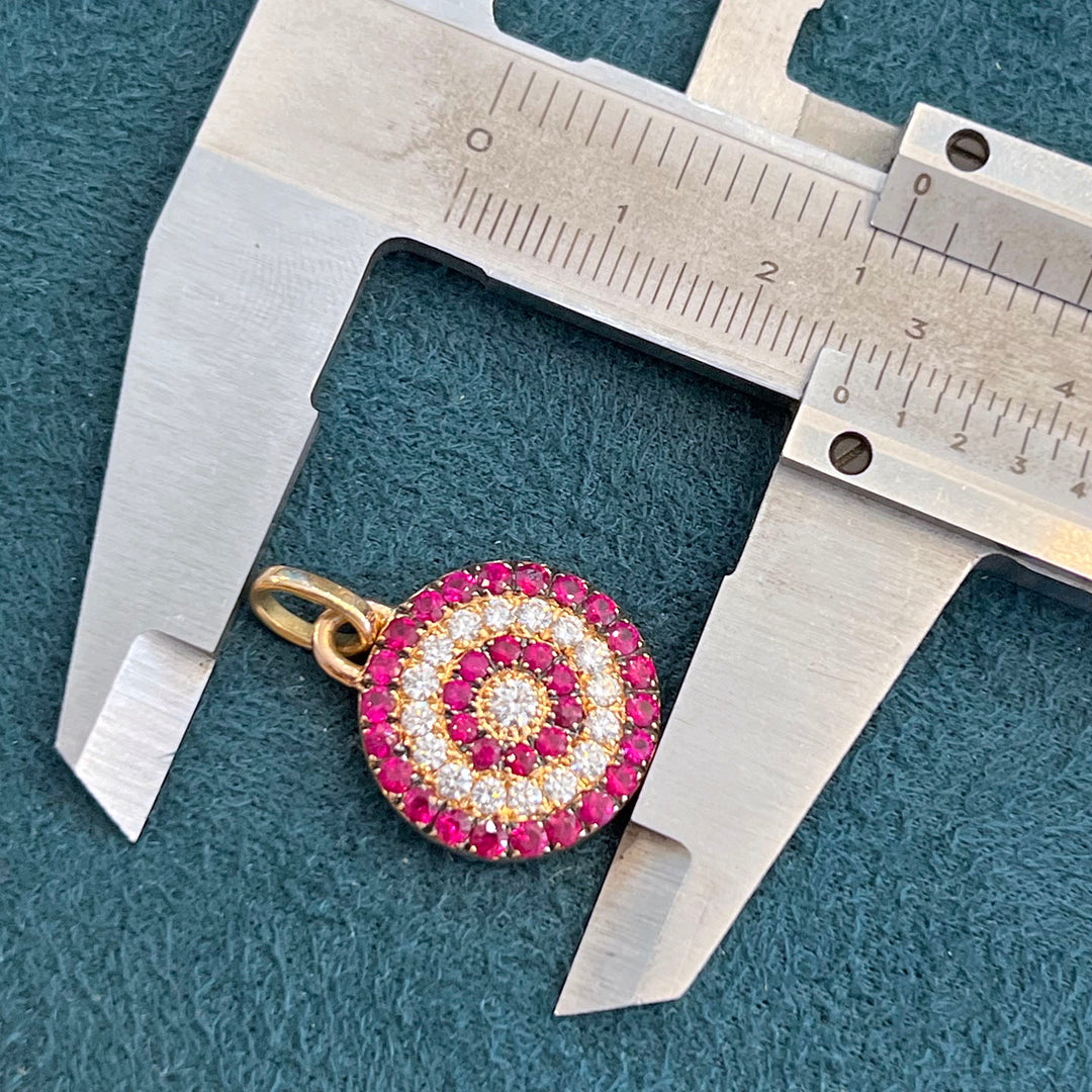 Vintage Double-Sided Ruby Diamond Pendant c. 1960
