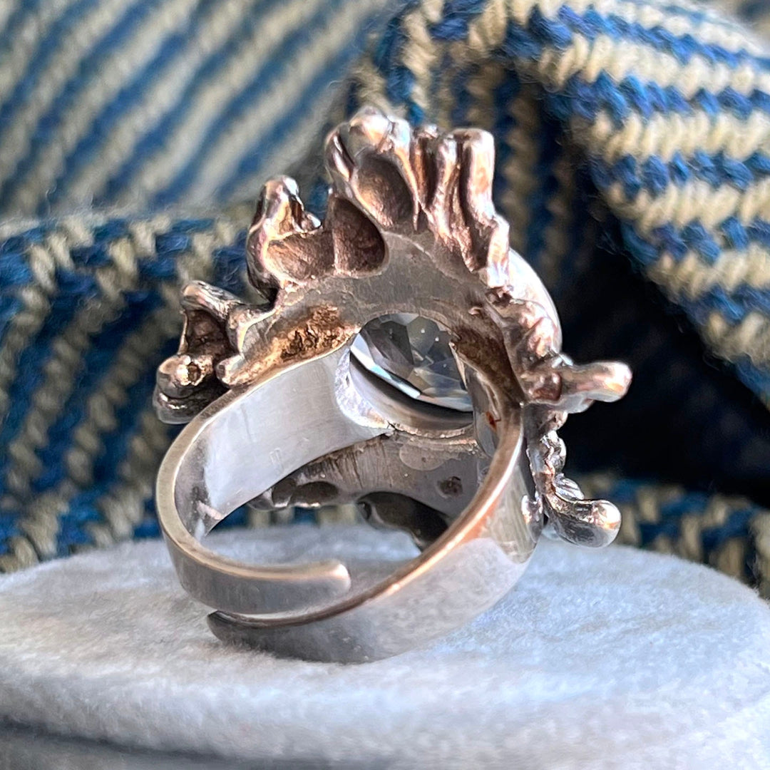 Vintage Finnish silver crystal ring by Pentti Sarpaneva