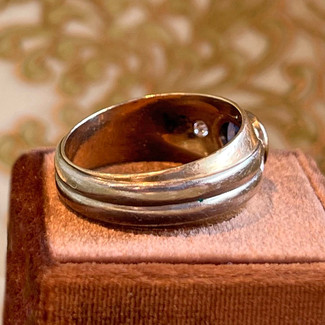 Vintage French Sapphire Diamond Gold Ring by Mellerio, c. 1940