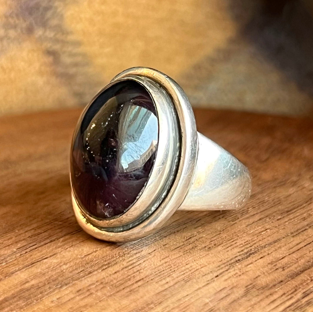 Vintage Georg Jensen Ring Sterling Silver Oval Amethyst, c.1950