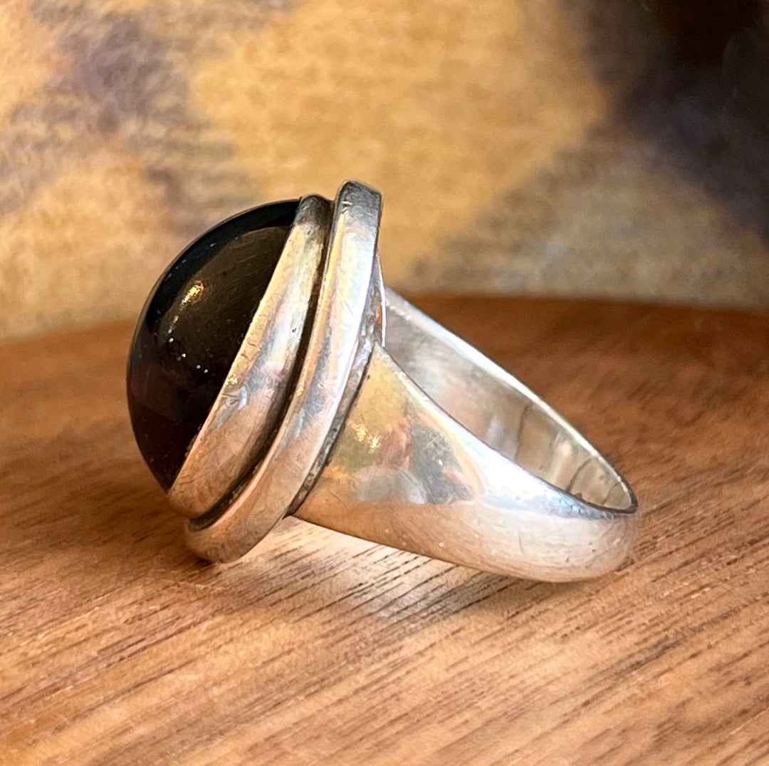 Vintage Georg Jensen Ring Sterling Silver Oval Amethyst, c.1950