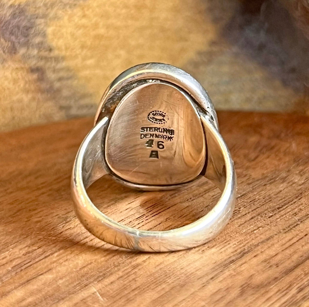 Vintage Georg Jensen Ring Sterling Silver Oval Amethyst, c.1950
