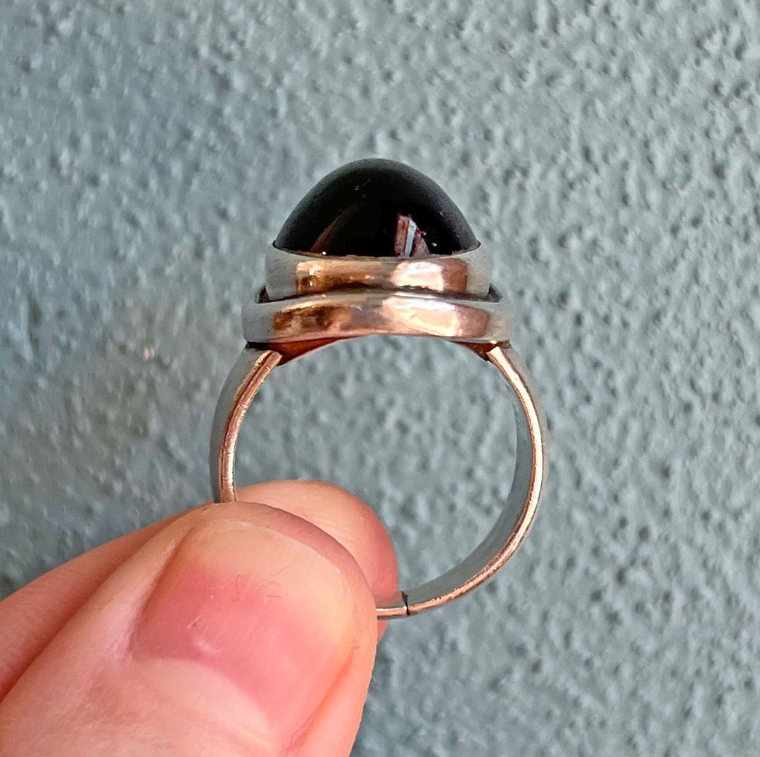 Vintage Georg Jensen Ring Sterling Silver Oval Amethyst, c.1950