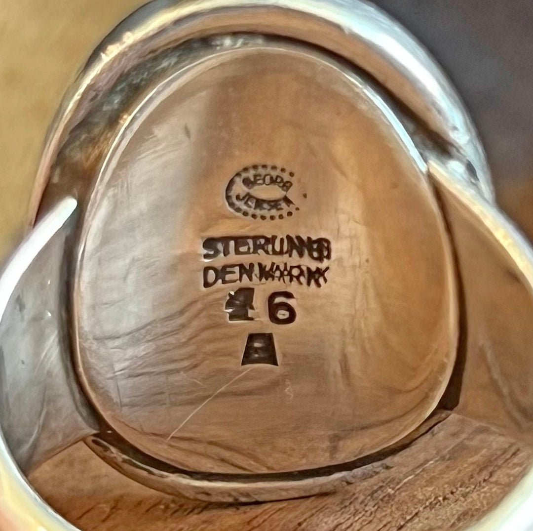 Vintage Georg Jensen Ring Sterling Silver Oval Amethyst, c.1950
