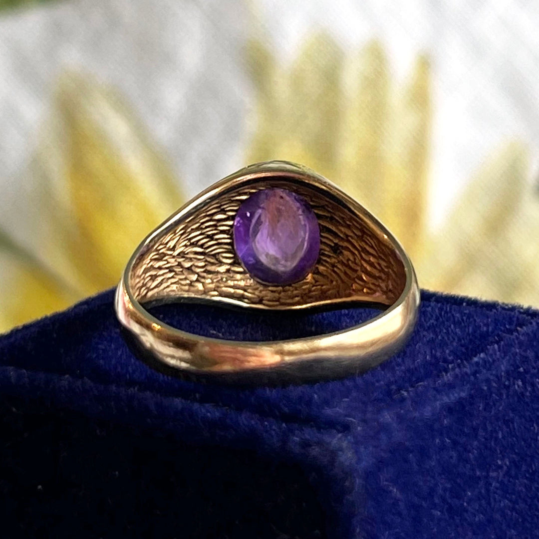 Vintage Gold Cabochon Amethyst Ring, 1976 London