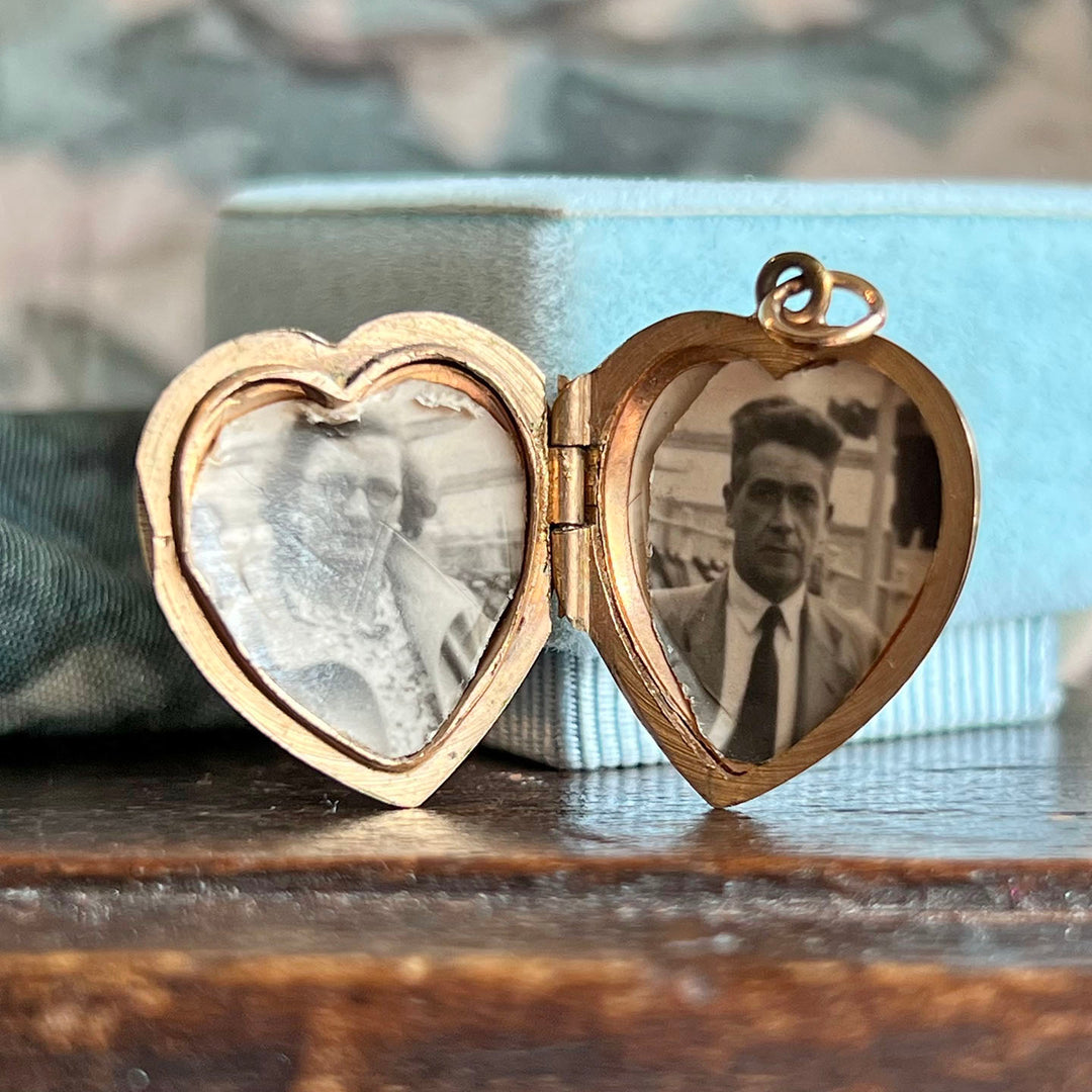 Vintage Gold Engraved Heart Locket c.1930