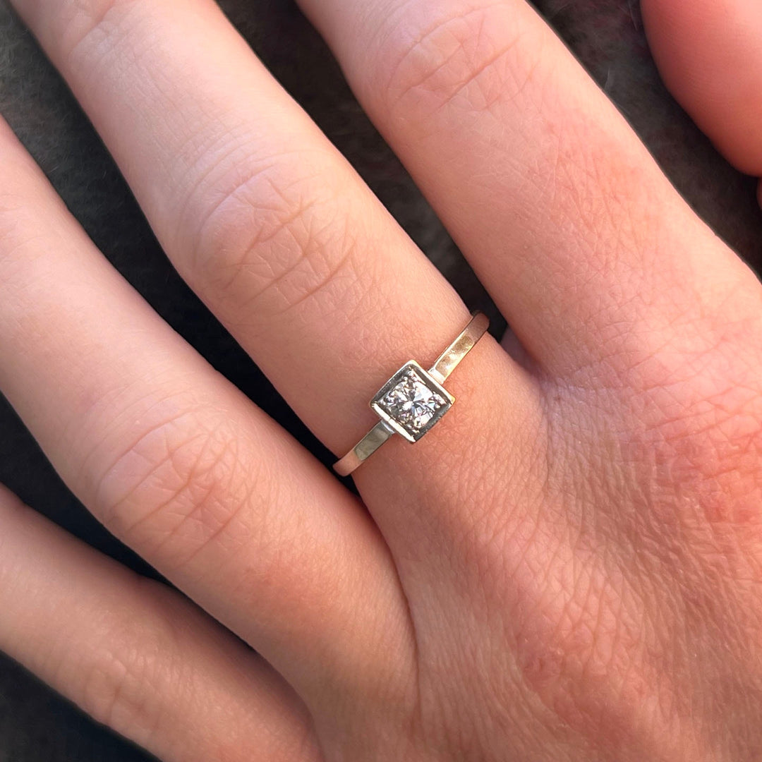 Classic diamond engagement ring close view