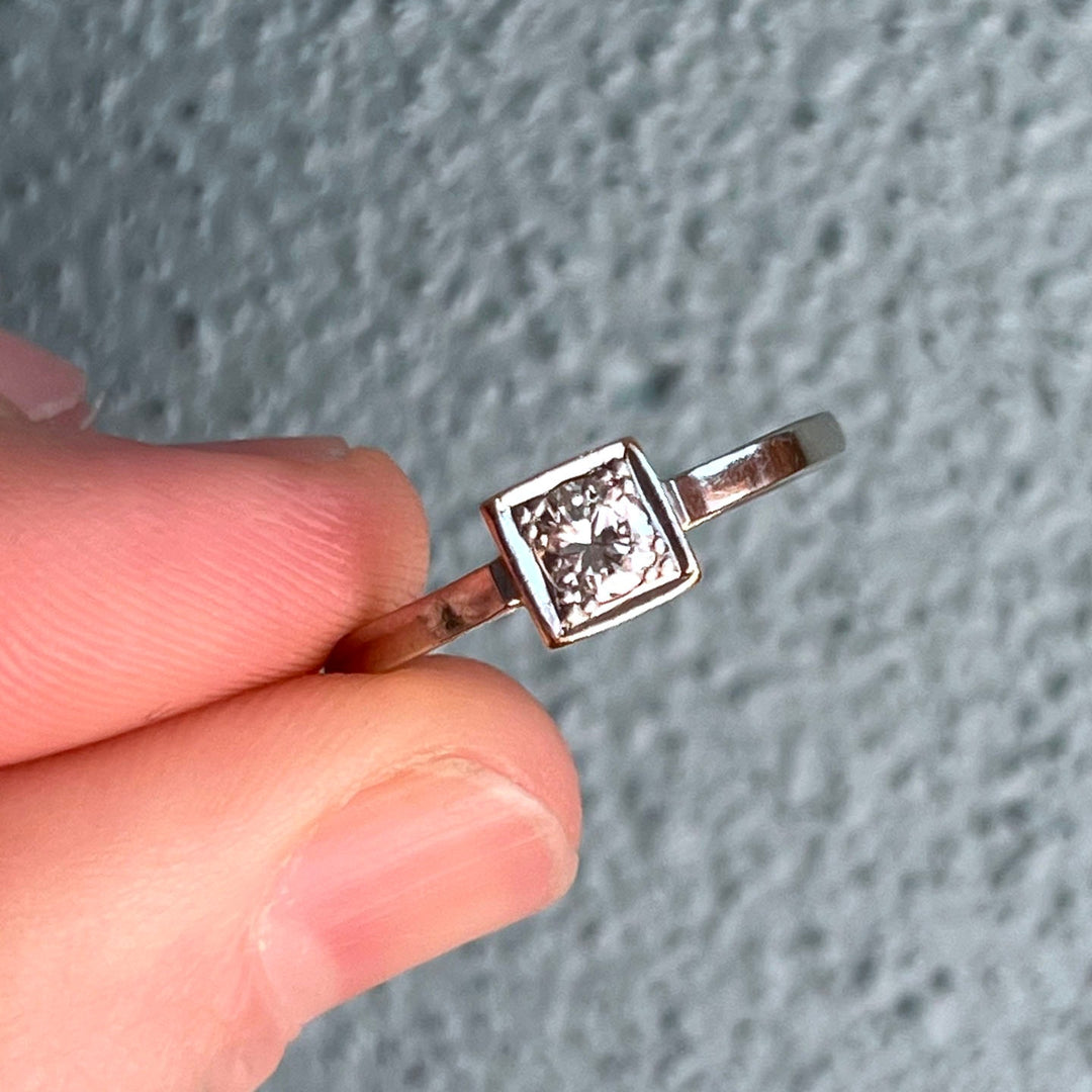 Classic diamond engagement ring close view