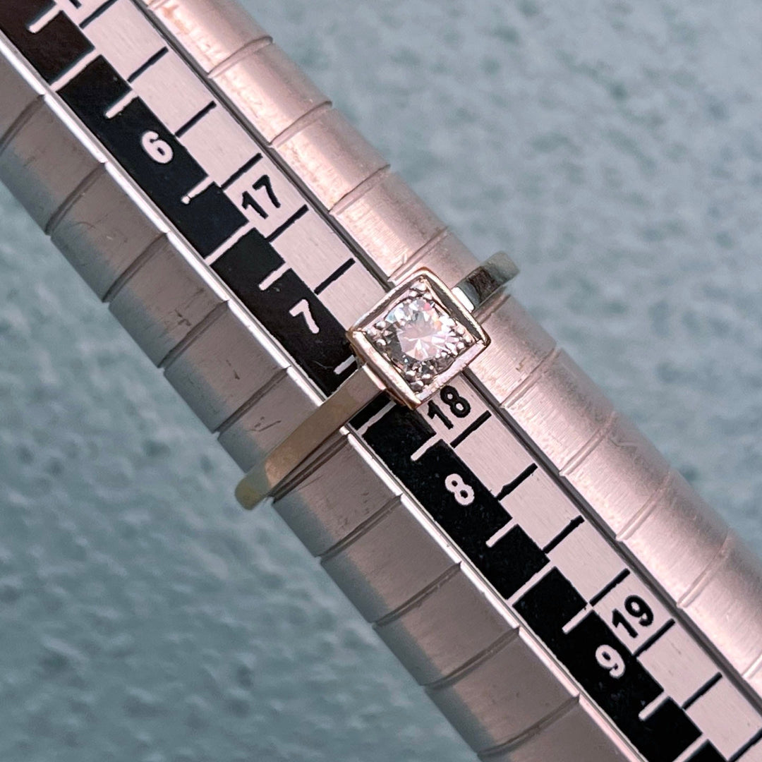 Vintage Gold Platinum Diamond Solitaire Ring Dated 1939