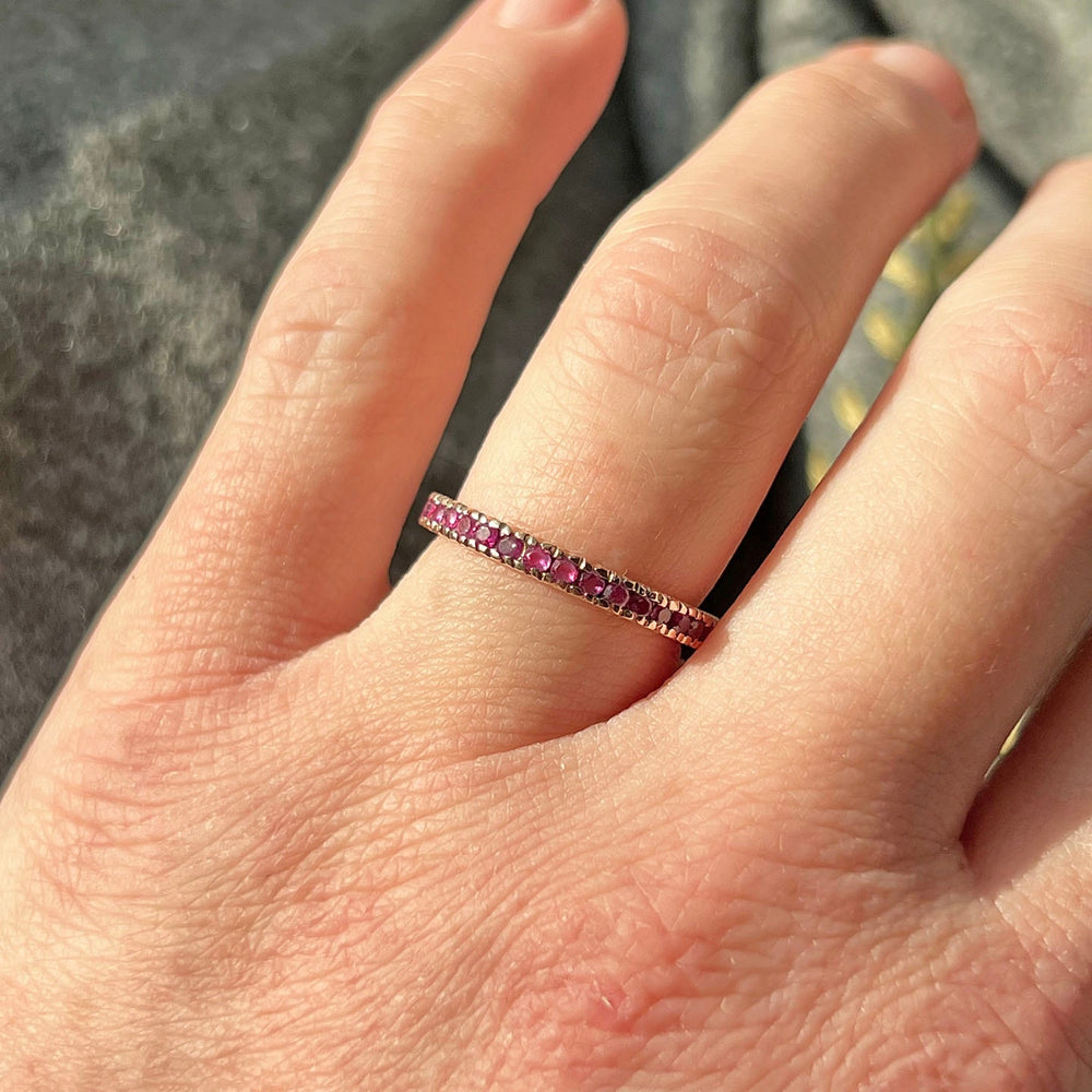 Elegant stackable ruby band in gold