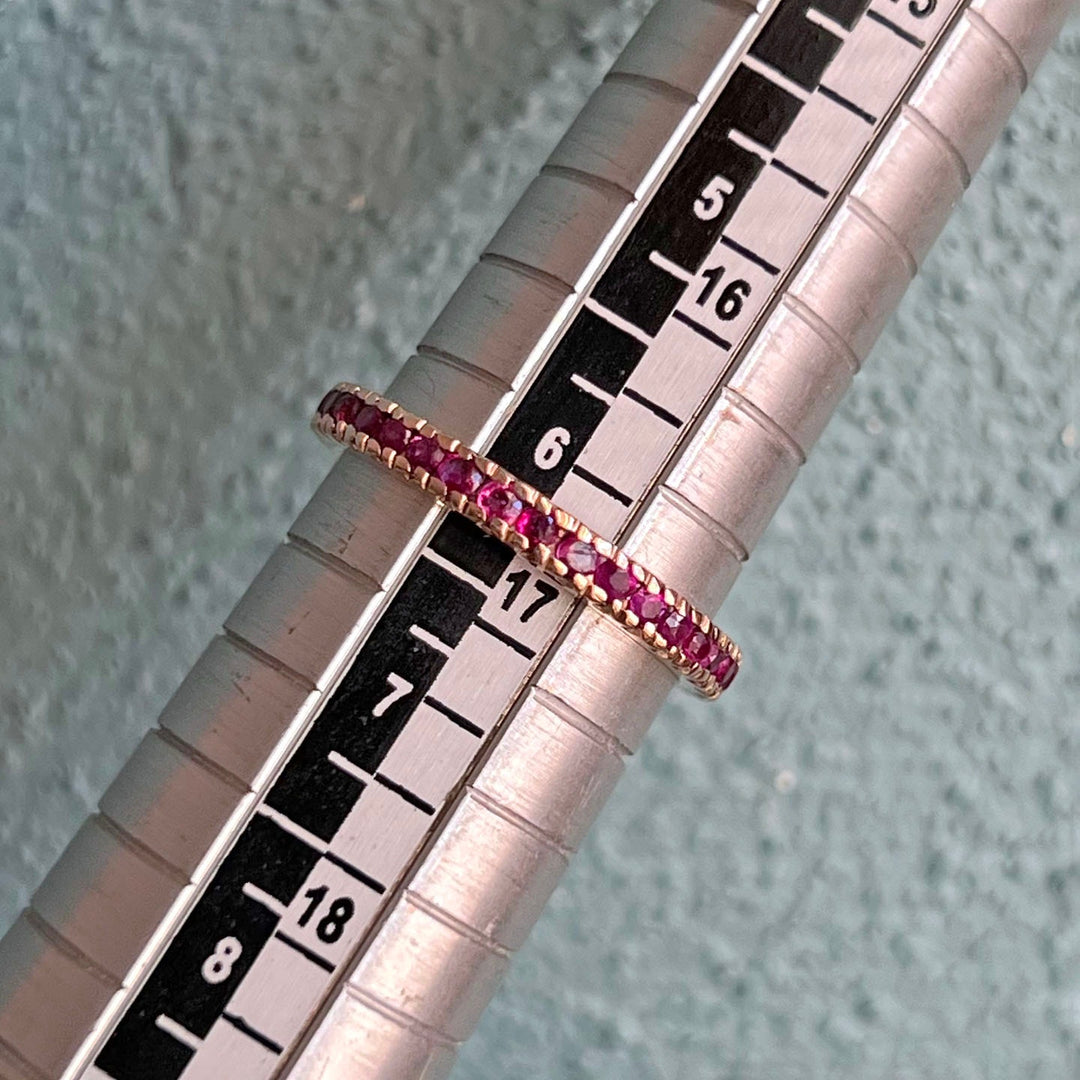Detailed view of ruby eternity setting