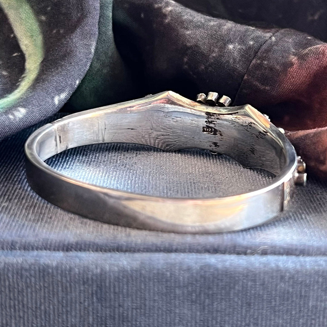 ide view vintage silver bangle colorful gemstone design