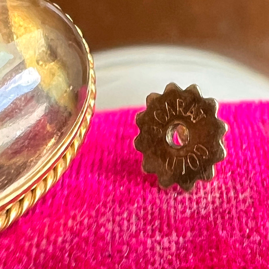 Vintage Mid Century 18k Gold Citrine Earrings , c. 1950