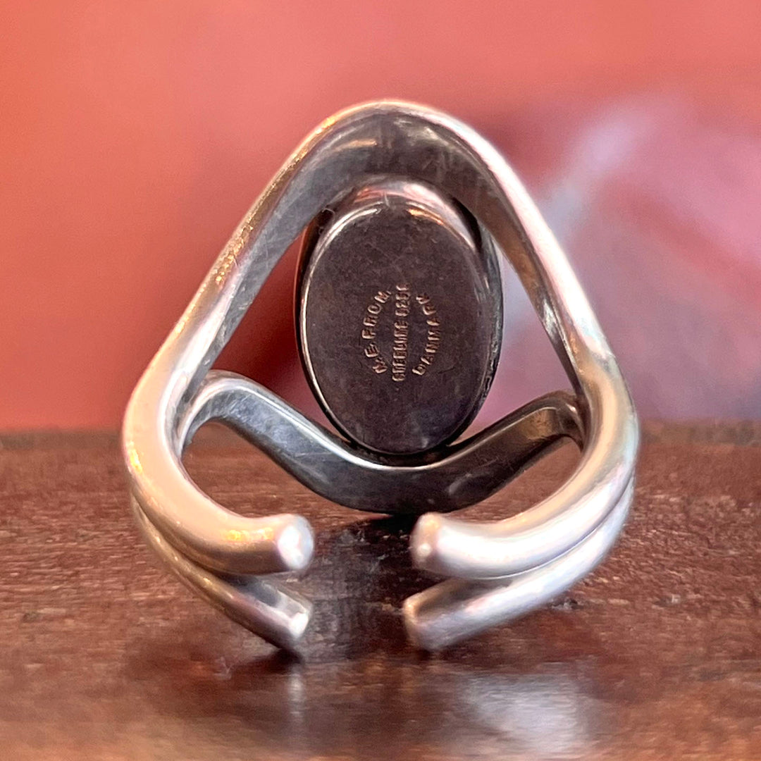 Vintage Onyx Mid-Century N.E. From Ring Sterling Silver, Denmark c.1950