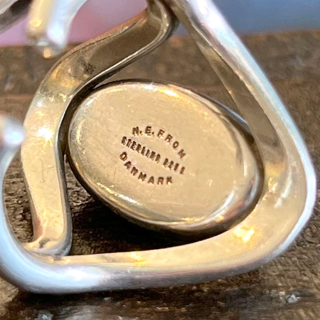 Vintage Onyx Mid-Century N.E. From Ring Sterling Silver, Denmark c.1950