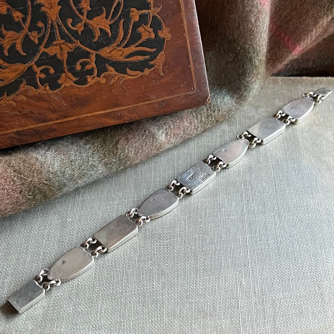 Vintage Scottish Agate Silver Bracelet, Birmingham 1937