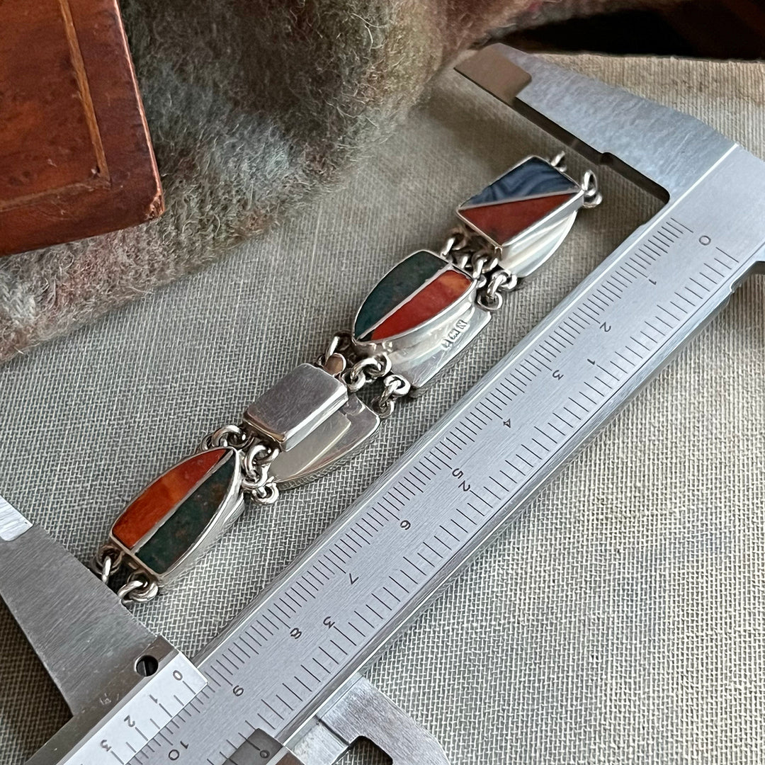 Vintage Scottish Agate Silver Bracelet, Birmingham 1937