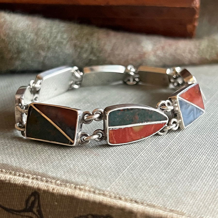 Vintage Scottish Agate Silver Bracelet, Birmingham 1937