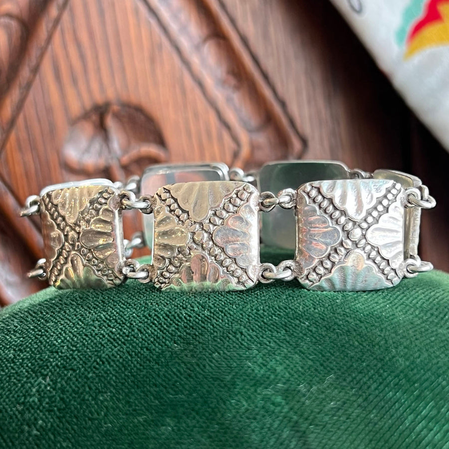 Vintage Sterling Silver Liberty Link Bracelet, c.1940