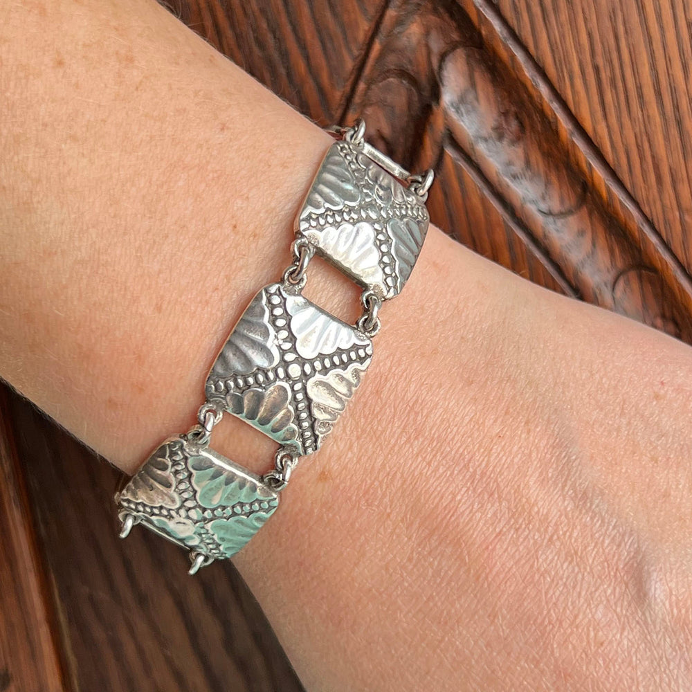 Vintage Sterling Silver Liberty Link Bracelet, c.1940