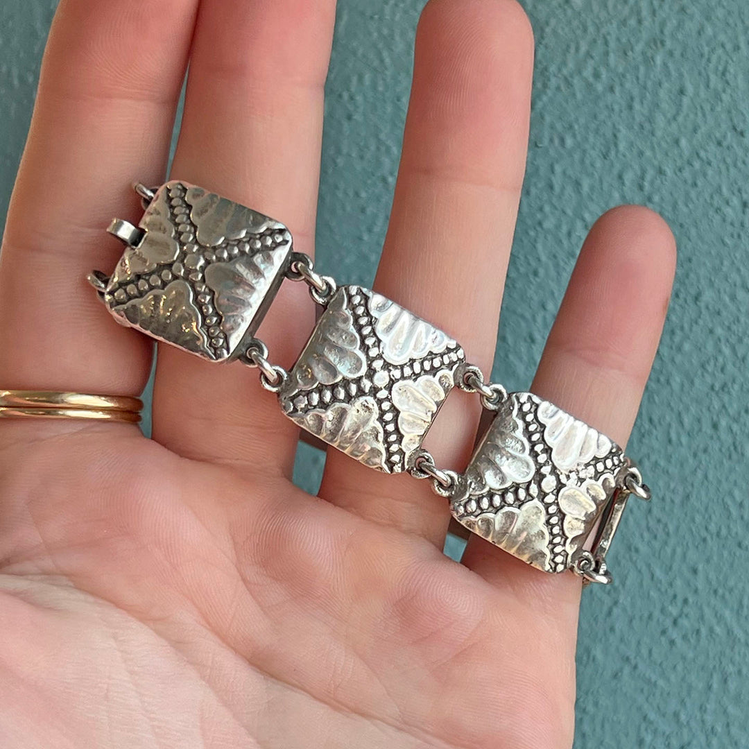 Vintage Sterling Silver Liberty Link Bracelet, c.1940