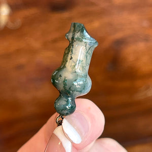 Victorian Carved Moss Agate Whistle Pendant Silver 