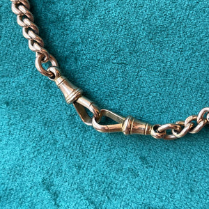 Antique Double Albert Watch Chain Necklace in 9k Gold Dated 1912