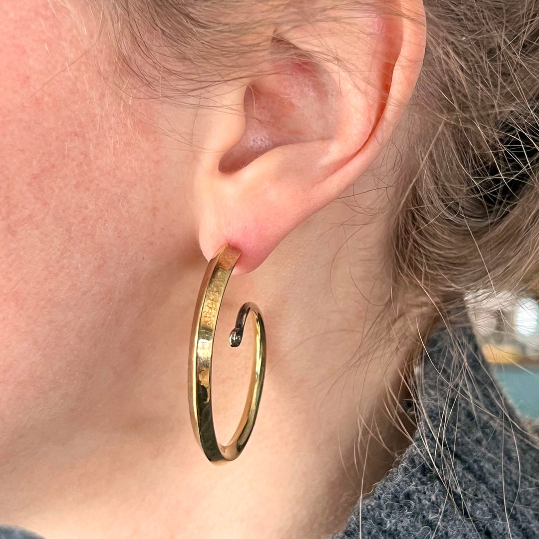 Vintage Sterling Silver Gilt Spiral Drop Earrings, London 1998