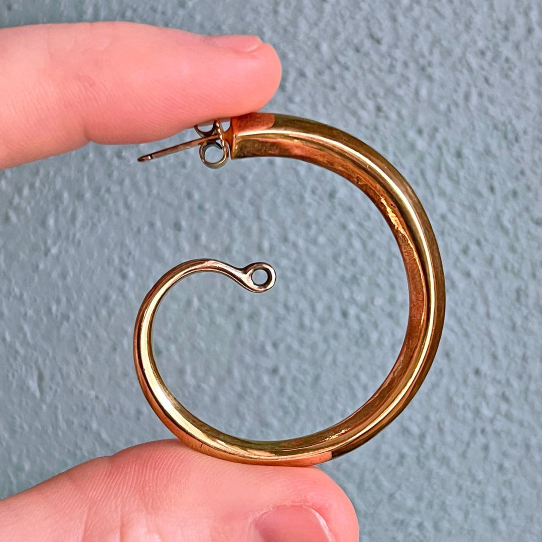 Vintage Sterling Silver Gilt Spiral Drop Earrings, London 1998