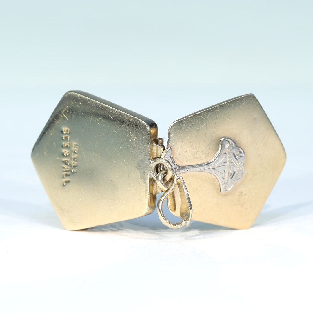 Antique Gold and Palladium Engraved Locket c. 1920