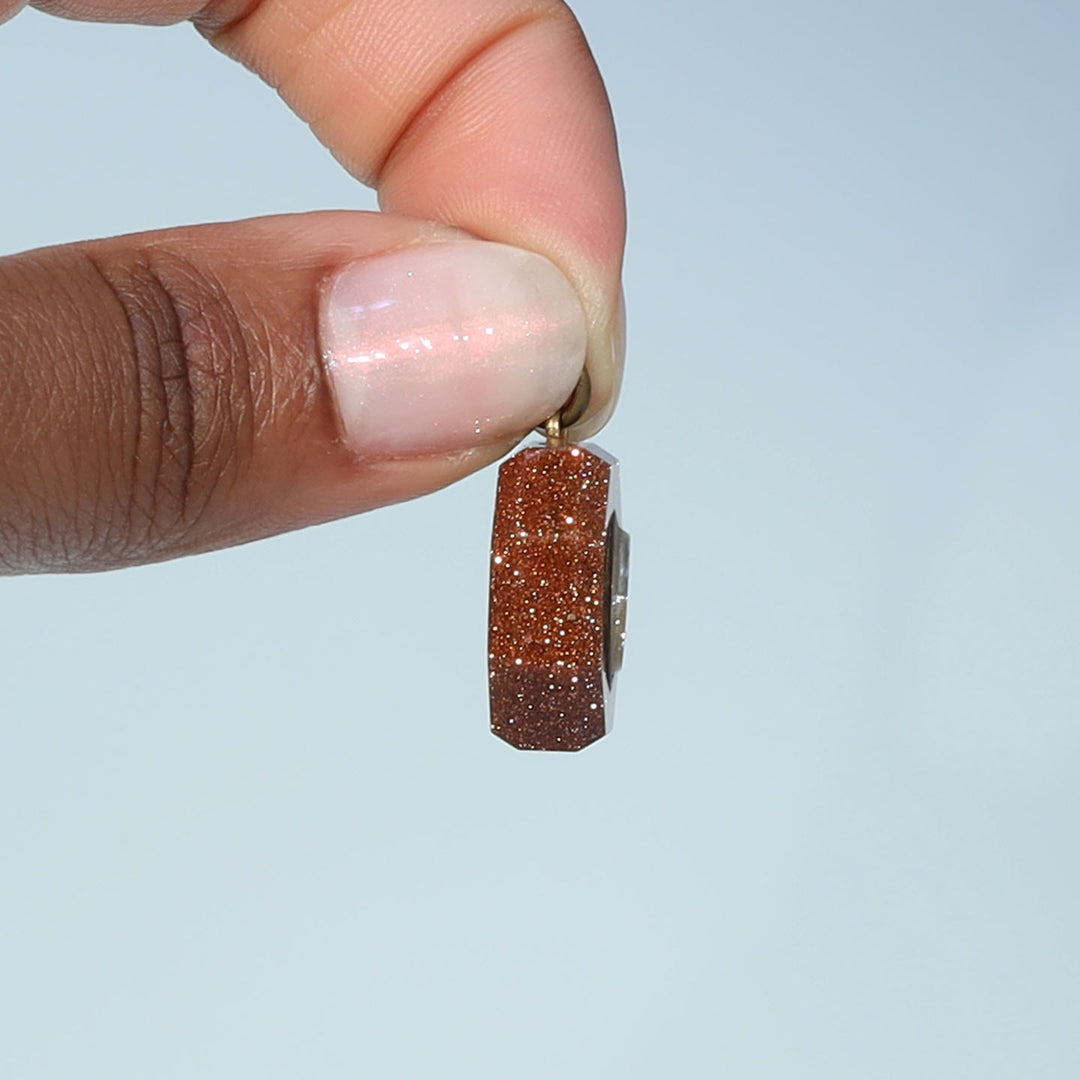 Antique Victorian Goldstone Compass Pendant c. 1880