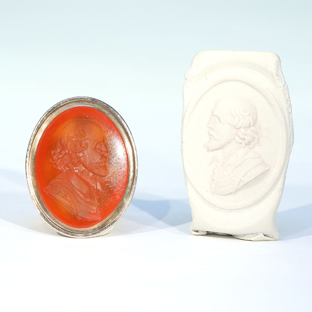 Victorian Gold Carnelian Shakespeare Seal Fob c.1870